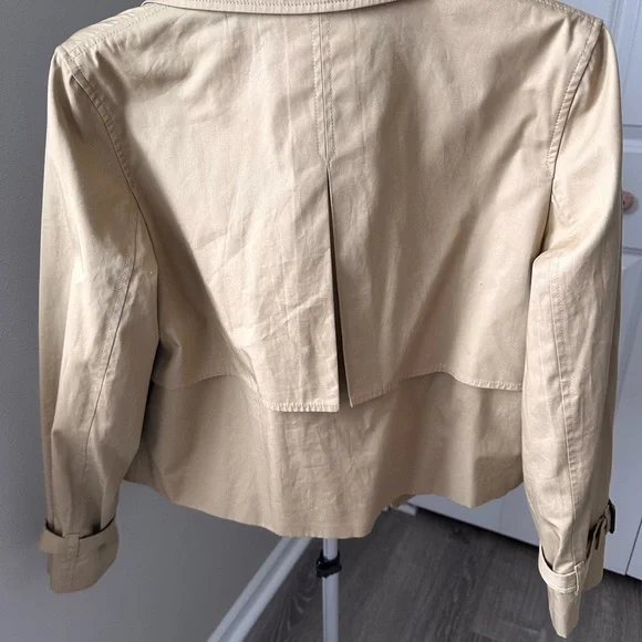 Aritzia Cropped Khaki Double-Breasted Trench Jacket - Picture 3 of 5
